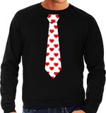 Bellatio Decorations Valentijn thema sweater / trui hartjes stropdas - heren M