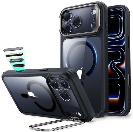ESR Classic Hybrid HaloLock Stand Hoesje voor iPhone 17 Pro - Transparant Zwart