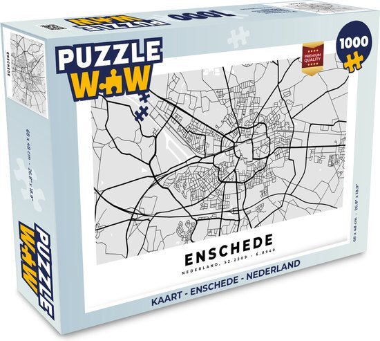 MuchoWow Puzzel Kaart - Enschede - Nederland - Legpuzzel - Puzzel 1000 stukjes volwassenen