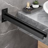 Handdoekhouder Cheerhom Handdoekhouder zonder boren, twee armen, roestvrij staal, zelfklevend, voor badkamer en keuken, zwart, 39 cm