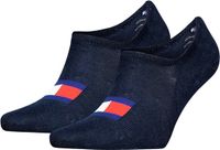 Tommy Hilfiger 2-pack Footies sokken Blauw Katoen Schoenmaat 38