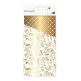 Draeger Paris - 8 bestekhouders van papier - wit en goud - 10 x 20 cm