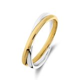 Lucardi Dames Zilveren bicolor ring - Ring - 925 Zilver - Zilver- en goudkleurig - 18.50 / 58 mm