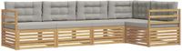 vidaXL - Hoek loungeset - 5 zitplekken - Wit en lichtgrijs - Polyester