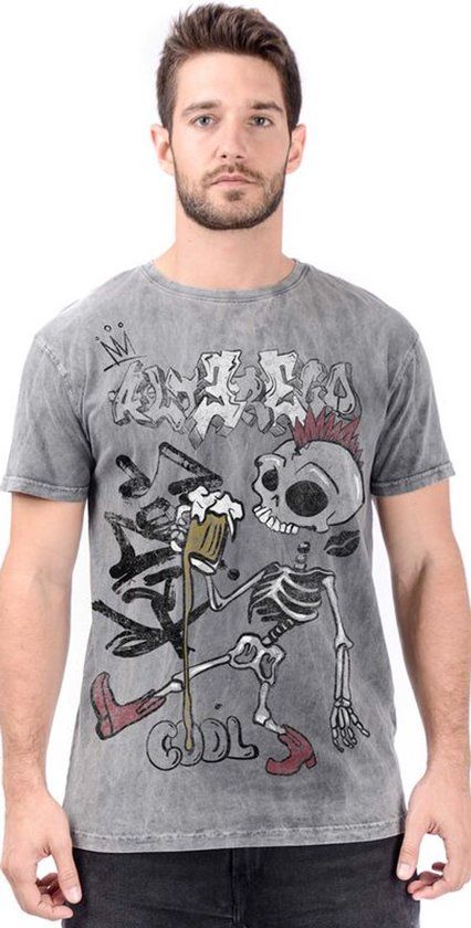 Outer Vision Alter Ego Punk Beer Man's T-Shirt Rex Heren T-shirt - grijs - M