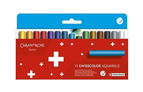 Caran d'Ache 7502.815 Swisscolor wateroplosbare wax-pastelkleurpotloden, 15 stuks