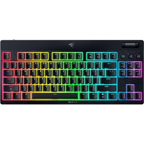 Razer BlackWidow V4 Tenkeyless HyperSpeed Low Profile - Draadloos hot-swappable gamingtoetsenbord - HyperSpeed & BT - Multi scrollwiel en 3 bedieningsknoppe - Oranje switch | QWERTY US-indeling