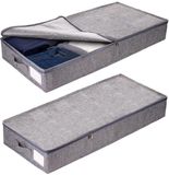 Boîtes de rangement sous le lit - Avec couvercle et poignées latérales - 85 x 40 x 12 cm - Gris