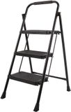 KOTARBAU® Huishoudtrap 3 Treden - Trapladder - Keukentrap - Gepoedercoat Staal - Inklapbare Trap - Opvouwbare Ladder - Stalen Huishoudladder - 69 cm - Antislip - Veiligheidsbeugel - Zwart