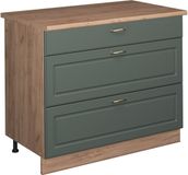 Vicco Keukenonderkast Fame-Line, Groen-Goud Landhuis/Goudkleurig Eiken, 100 cm
