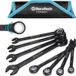 DURATECH 144-P Jeu de Clés Mixtes à Cliquet, Arc de Rotation de 2,5°, Métrique | pour Espaces Étroits, Dents Doubles, 8 Pièces, Métrique, 8 mm - 17 mm, Acier CR-V, Noir Chromé, avec Pochette Organisatrice
