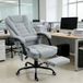 Fauteuil ergonomique massant, siège de travail à hauteur réglable, dossier inclinable avec commande filaire, teinte grise