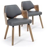 Menzzo Dima 2 chaises, scandinave, bois, vintage/gris, 51 x 51 x 72 cm