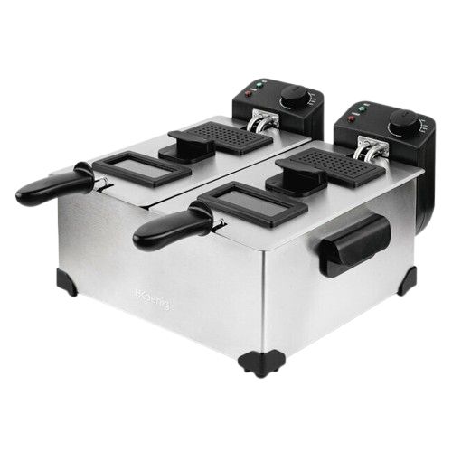 H.Koenig DFX600 - Double Deep Fryer - 6L - 3600W - Black/Stainless Steel