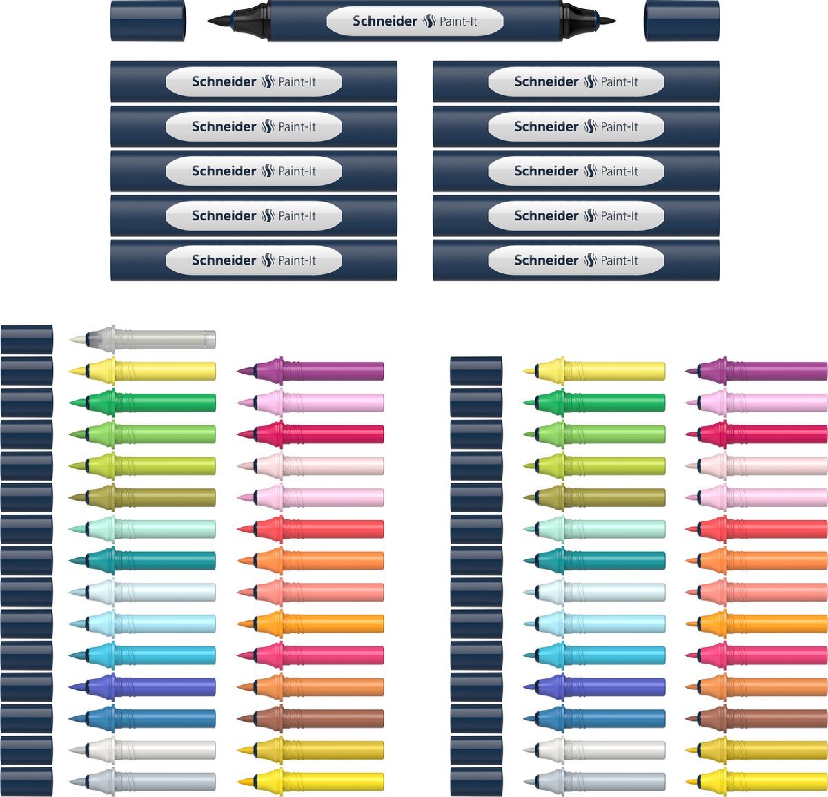 Schneider Schrijfwaren Schneider Twinmarker set - Paint-It 040 - 30 kleuren + 11 houders + blender - S-ML04010901