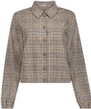Geisha blouse à carreaux avec broderies - gris/beige