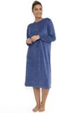 Cocodream Quality Cocodream velours nachthemd dames - Dots - Warm winter nachtjaon - Blauw / S