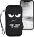 kwmobile Neoprene Pouch for Smartphones XL - 6.7/6.8" - Don't Touch My Phone Design - White/Black - Inner Dimensions 17.2 x 8.4 cm