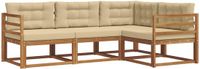 vidaXL - Acacia Hout Loungeset - Hoek Loungeset - 4-Zits - Natuurlijk en Beige