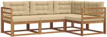 vidaXL - Salon de jardin en acacia - Salon de jardin d'angle - 4 places - Naturel et beige
