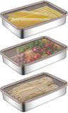 Ibenzoa® Set de 3 boîtes de conservation alimentaires empilables en acier inoxydable pour la fraîcheur et la commodité