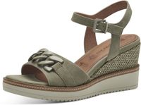Tamaris - Dames - Sandalen - Groen - Maat 37 - Sleehak