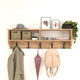 [en.casa] Wandkapstok Åstorp met 2 vakken 37x120x22 cm eiken