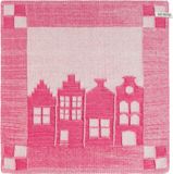 Knit Factory Keukendoek House - Ecru/Fuchsia - 50x50 cm