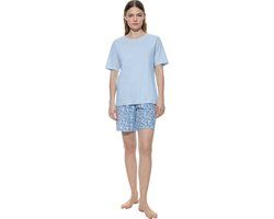 Mey Dames Pyjama Serie Flower Meadow Korte Mouw Katoen Gebloemd Blauw Zijde L