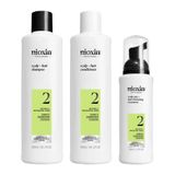 Nioxin Système 2 - Kit - Traitement pour cheveux naturels avec affaiblissement avancé 3 U