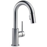 Delta Faucet Trinsic Bar Faucet Brushed Nickel Single Hole Wet Bar Faucet with Pull-Down Sprayer, Prep Sink Faucet, Faucet for Sink, Arctic Stainless 9959-AR-DST