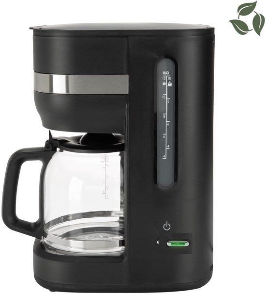 Bourgini Elements Koffiezetapparaat – 1,5L (10-12 Kopjes) - Warmhoudplaat - Automatische Uitschakeling - Vaatwasserbestendig - GRS gecertificeerd gerecyclede materialen
