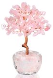 Arbre en cristal de quartz rose, fabriqué à la main - Arbre en pierres précieuses - Arbre de la chance - Cadeau de bonheur - Décoration pour la maison/le bureau - Propriétés curatives