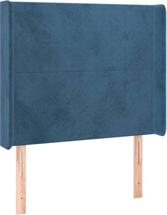 VidaXL Hoofdbord met randen 103x16x118/128 cm fluweel donkerblauw