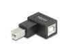 Delock 67206 USB Type-B male to USB Type-B female 90° right angled adapter, Black