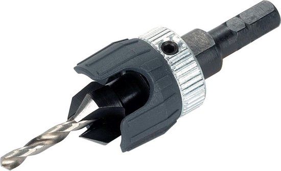 Wolfcraft 2544000 HSS Centreerboor met verzinkboor en dieptestop - Zeskant - 3,2-12mm