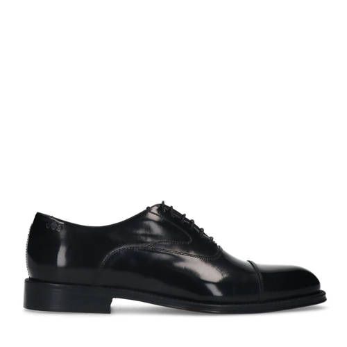 Manfield leren veterschoenen zwart