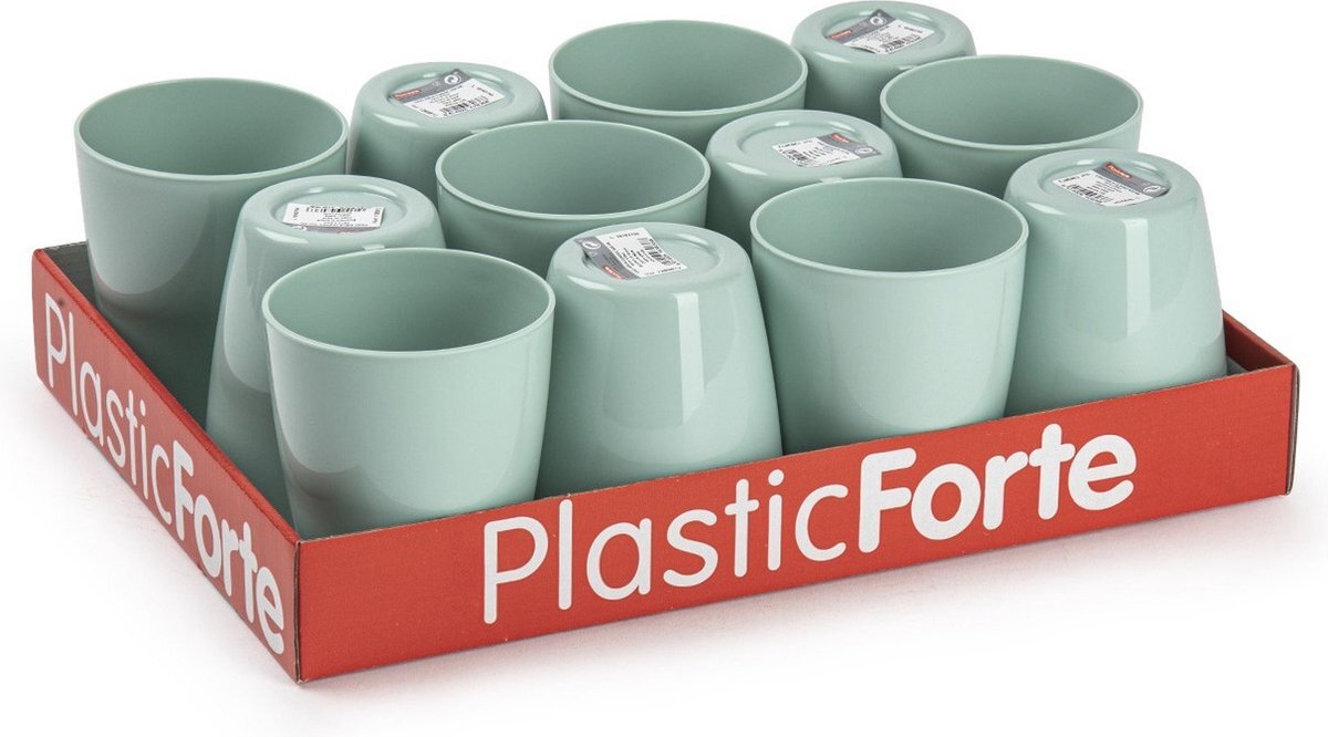 Forte Plastics 12x stuks Drinkglazen/Limonade glazen mintgroen 400 ml - Sapglazen/Waterglazen onbreekbaar kunststof voor kinderen