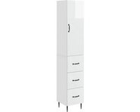 vidaXL Kast - Set - 2 st - 33 x 34,5 x 90 cm - Bewerkt hout - Hoogglans Wit