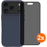 BlueBuilt Protective Cover MagSafe iPhone 17 Pro Blue + Privacy Screenprotector Duo Pack