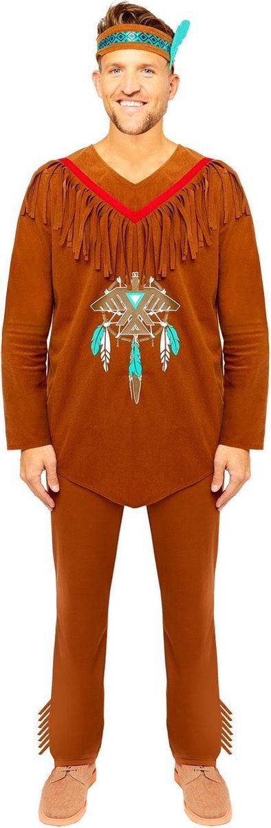 Amscan Native American Costume Men Cotton Brown Size L