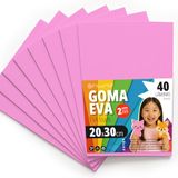 OFITURIA EVA-rubber voor school- en creatieve projecten, kleurrijke schuimplaten voor doe-het-zelfprojecten, kunst, kinderdecoratie, scrapbooking, kunsthandwerk, 20 x 30 cm (roze, 40 stuks)