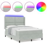 vidaXL Boxspring bed met hoofdeinde Lichtgrijs 140 x 200 cm Fluweel