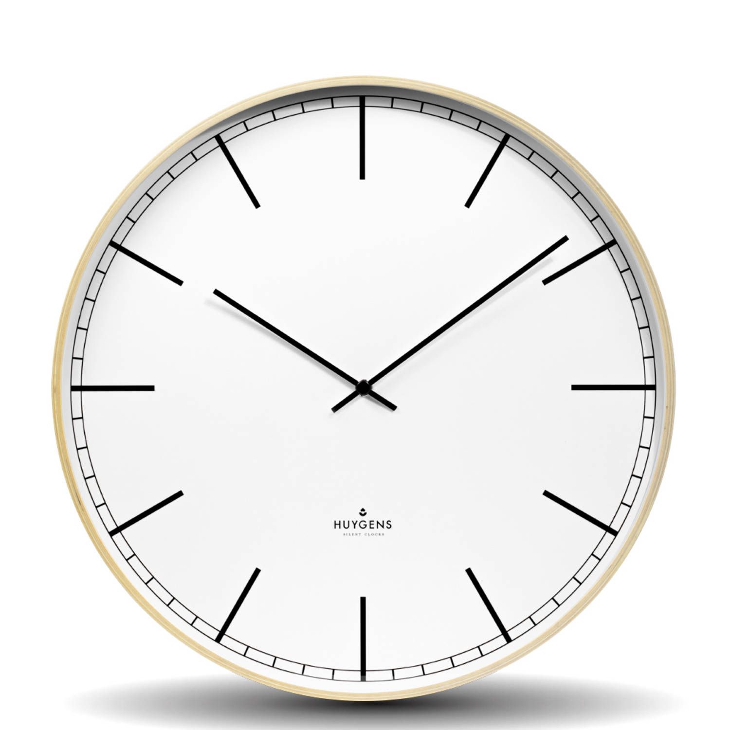 Huygens Wood 45 Index - White - Wall Clock - Silent - Quartz Movement