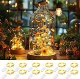 Led-lichtsnoer op batterijen, 12 x 20 micro-leds, mini-lichtsnoer met koperdraad, werkt op batterijen, 2 m, doe-het-zelf kleine lichtjes, waterdicht voor feest, bruiloft, kerstverlichting, decoratie