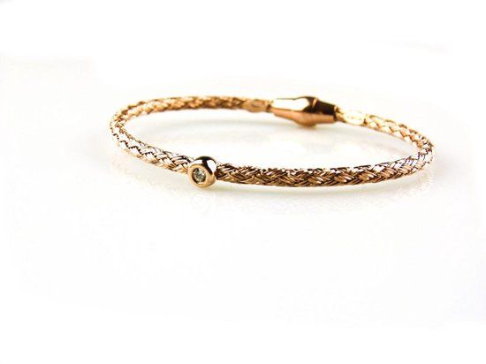 model Uno armband zilver roze verguld zirkonia 21 cm