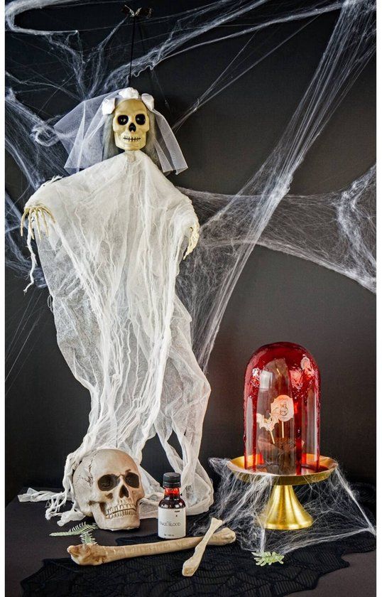 Folat Party Products Hangdecoratie Bruid Skelet Halloween 30 x 90 cm Wit Papier
