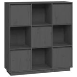 vidaXL Hoge kast, grijs, 110,5 x 35 x 117 cm, massief grenenhout