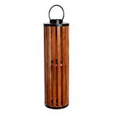 GILDE Windlicht Ambia uit hout - cilindrisch - hoogte 82cm x Ø 24cm - bruin/zwart - lantaarn