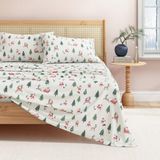 Great Bay Home Flanellen beddengoedset van 100% Turks katoen, diepe zakken, zachte kerstlakens, warme, anti-pilling flanellen lakens (twin, kerstman)